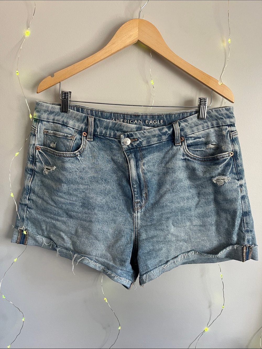 American Eagle Outfitters Light Wash Distressed Denim Shorts